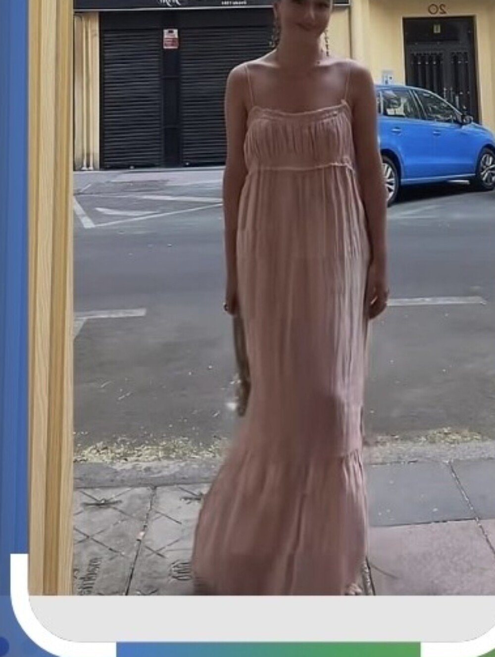 Zara Size M ramie blend pale pink Maxi Dress